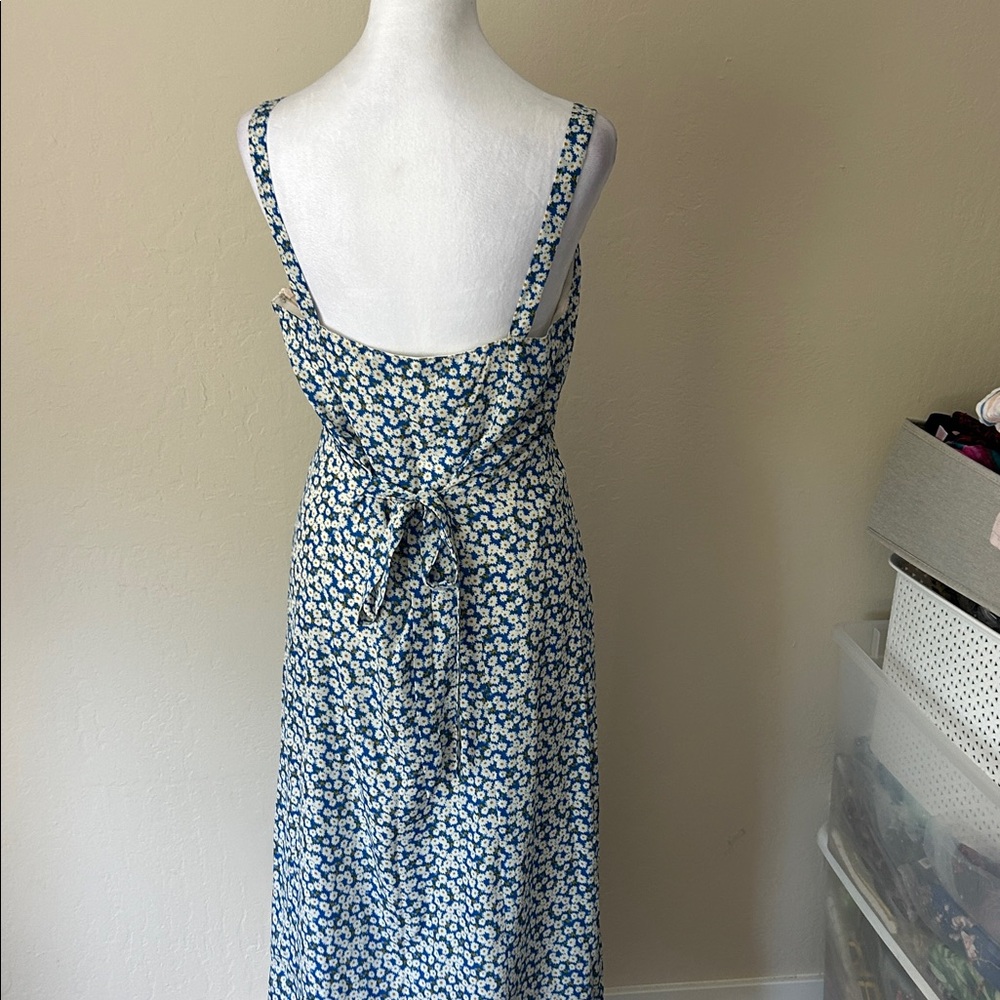 Lulus Darling Daisies Blue Floral Print Midi Dress - Size M - Picture 8 of 11
